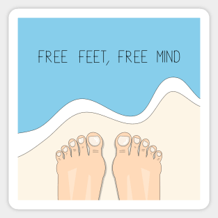 Inspirational drawing of feet against the sea Sticker